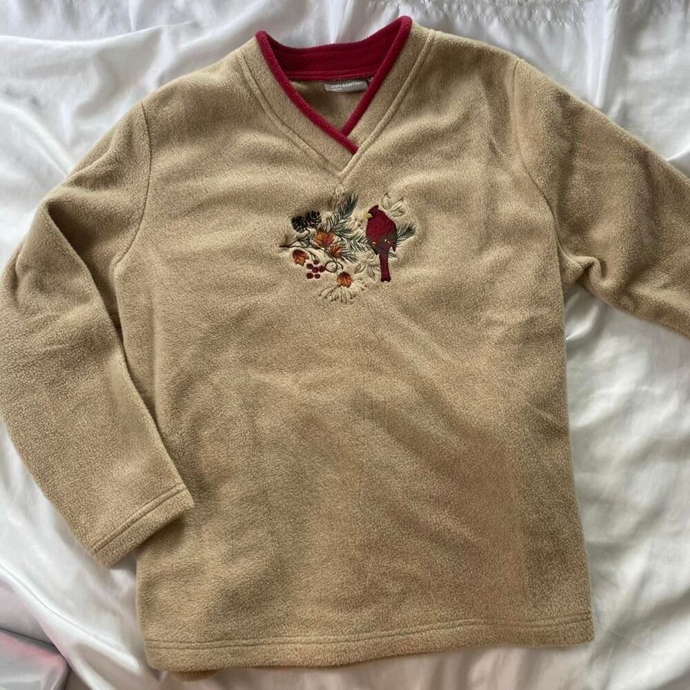 Vintage Fall Embroidered Acorn Leaf Knit Sweater Cozy Cottagecore Grandmacore 1X